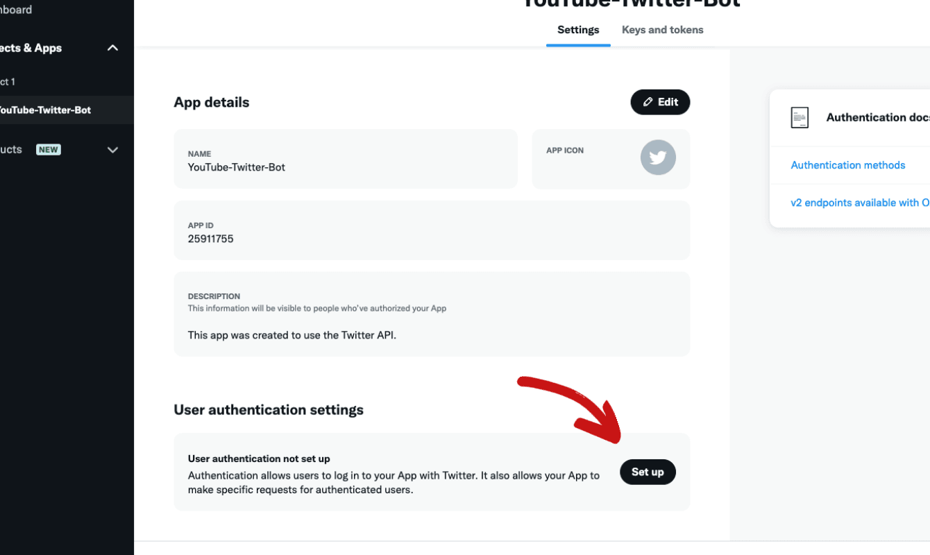 User Authentication Settings