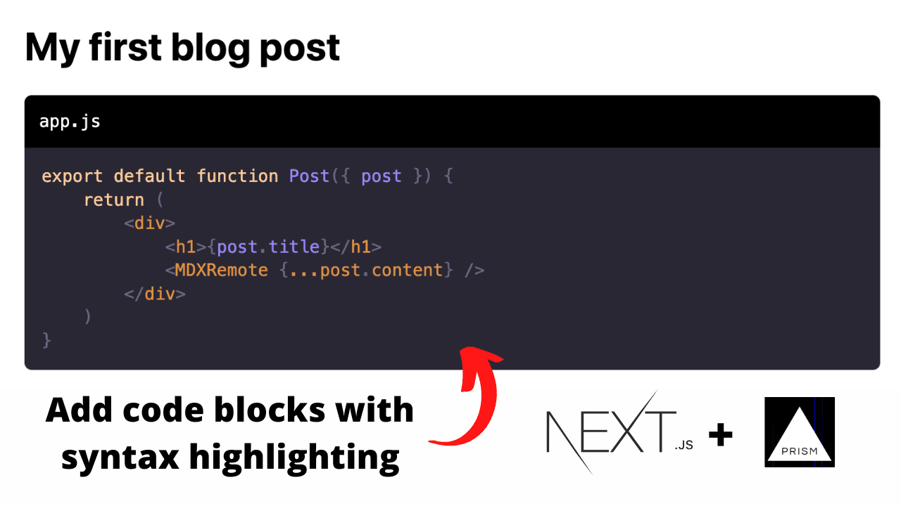 Code blocks with syntax highlighting in Next.js