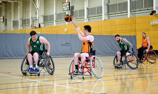 Wheelchair basketball action shot